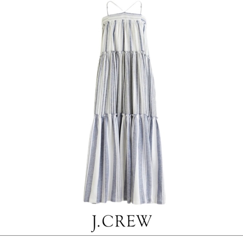 Jcrew White and Blue Linen Dress XXS